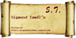 Sigmond Tamás névjegykártya